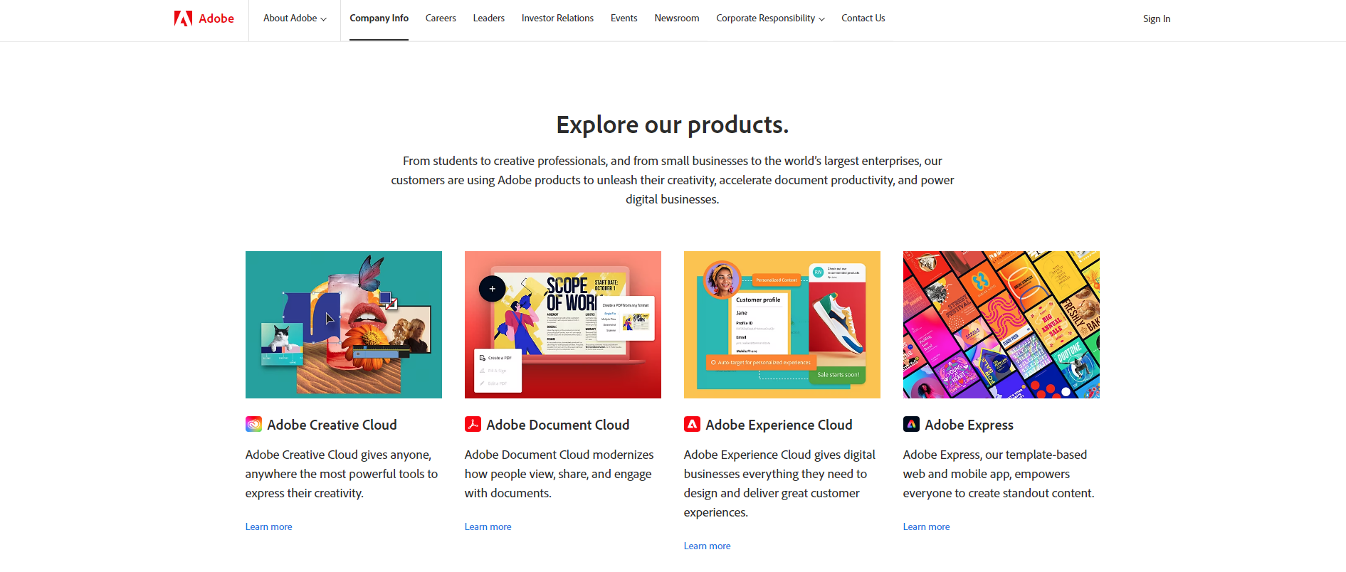 Showcasing Adobe's products