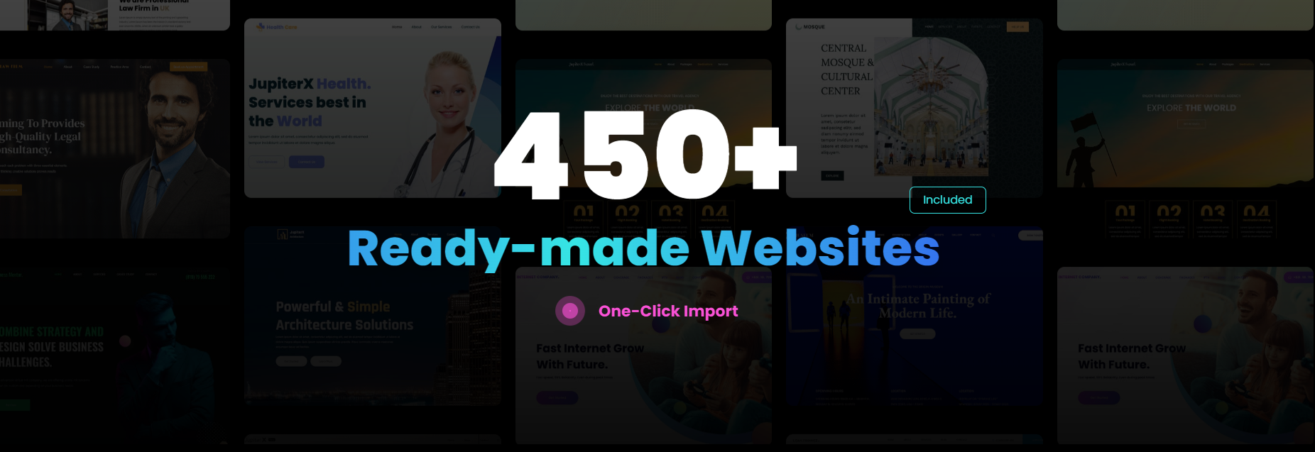 Jupiter X demo templates print screen