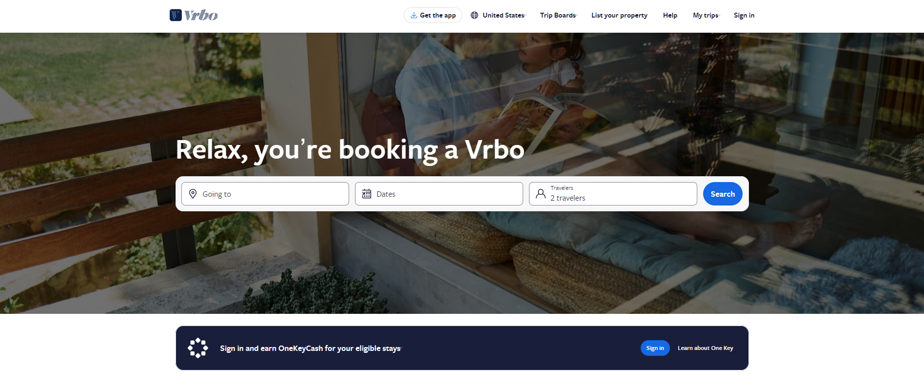 vacationrentals.com homepage screenshot