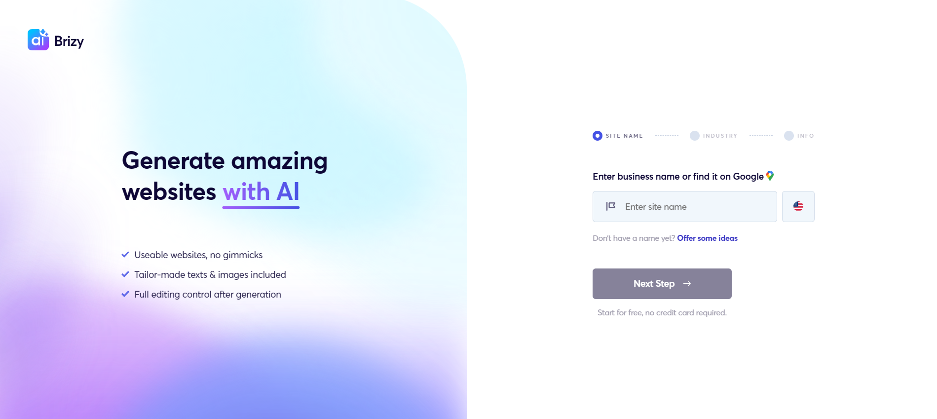 Brizy AI page builder screenshot