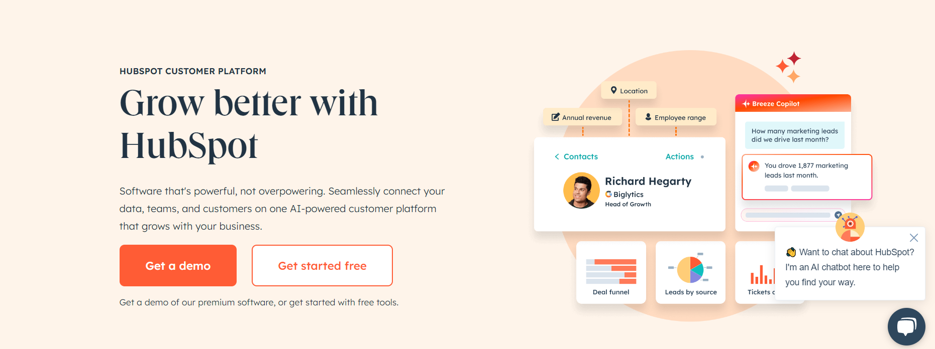 Screenshot of Hubspot header