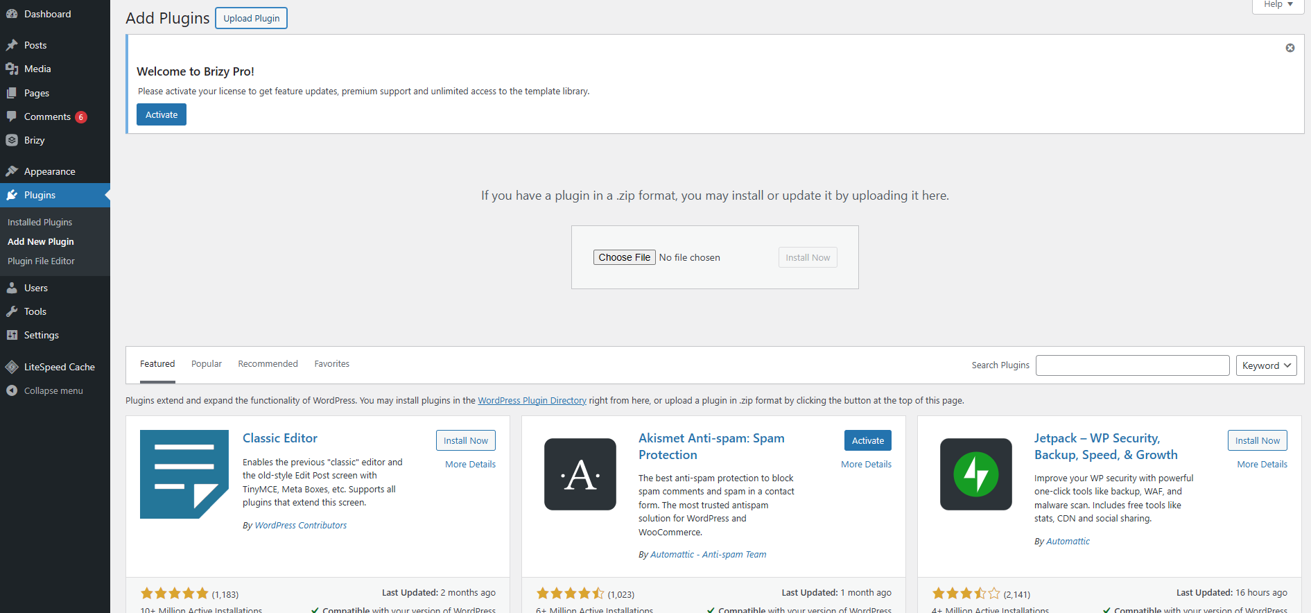Plugin instalation process screenshot