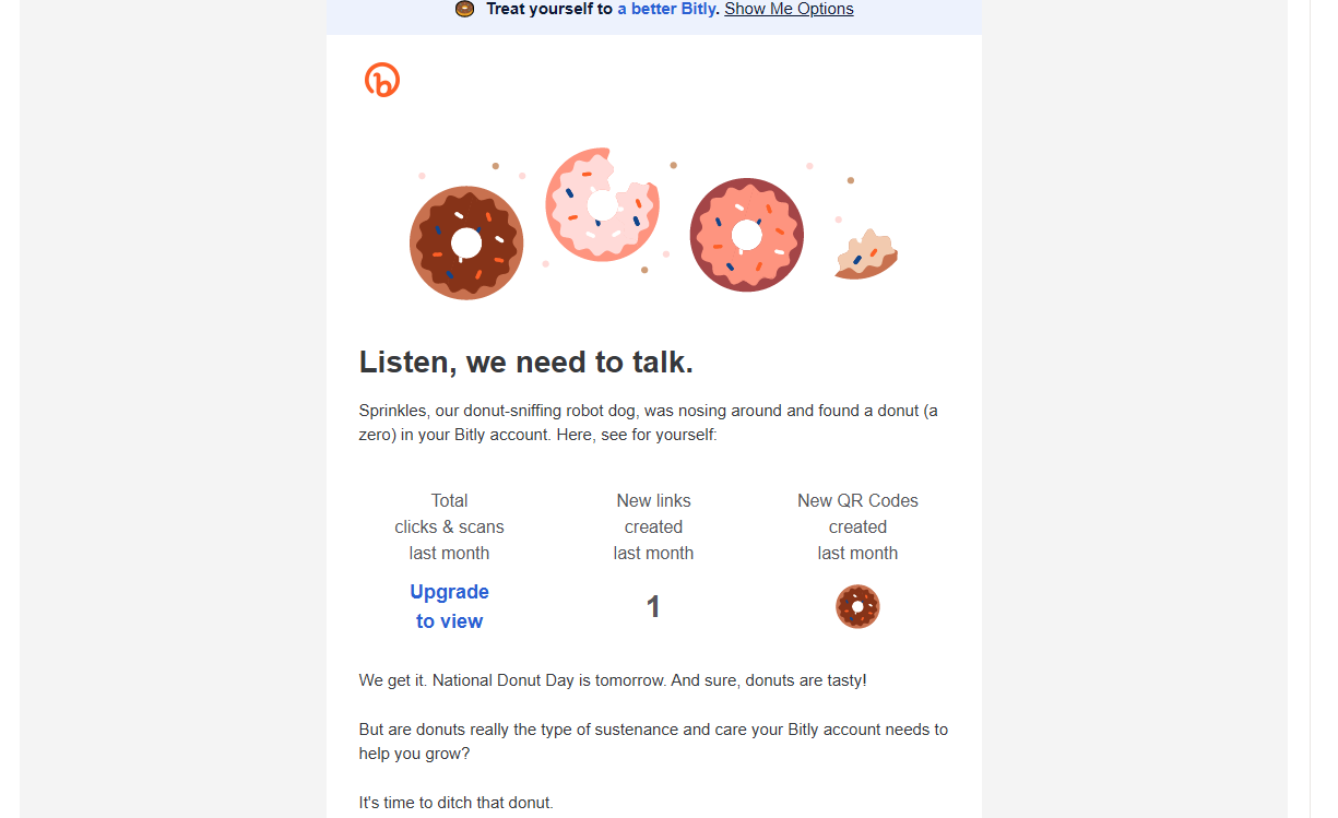Email showcasing bad headline example