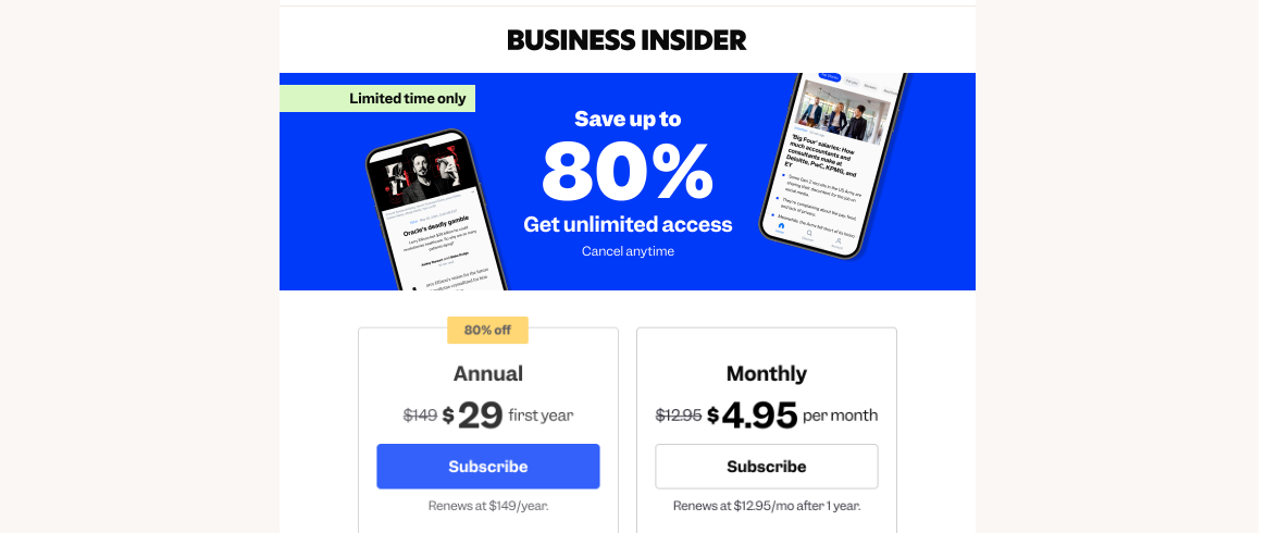Email showcasing good headline example