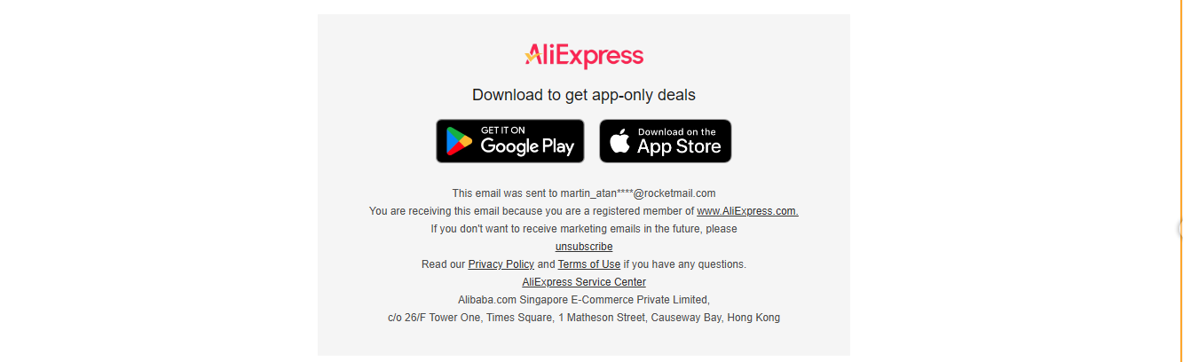 Email showcasing outstanding footer