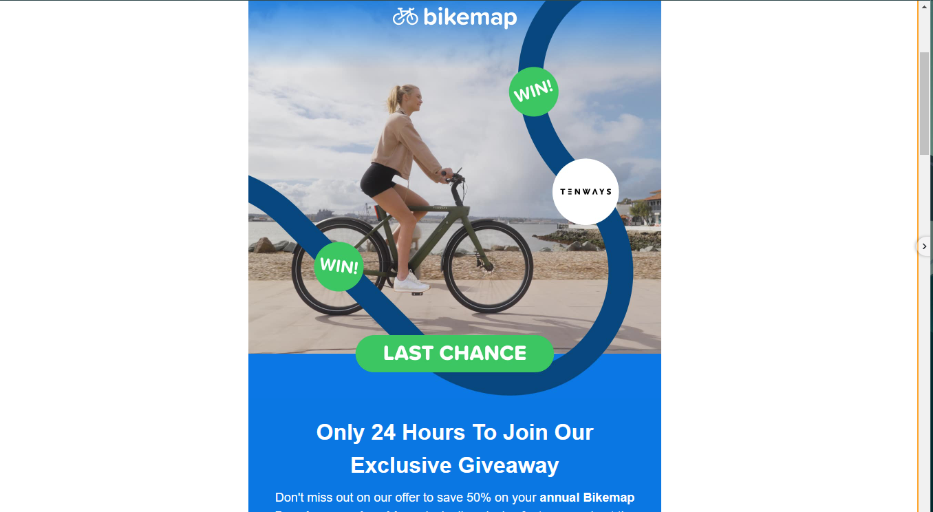 Email showcasing instantly visible CTA