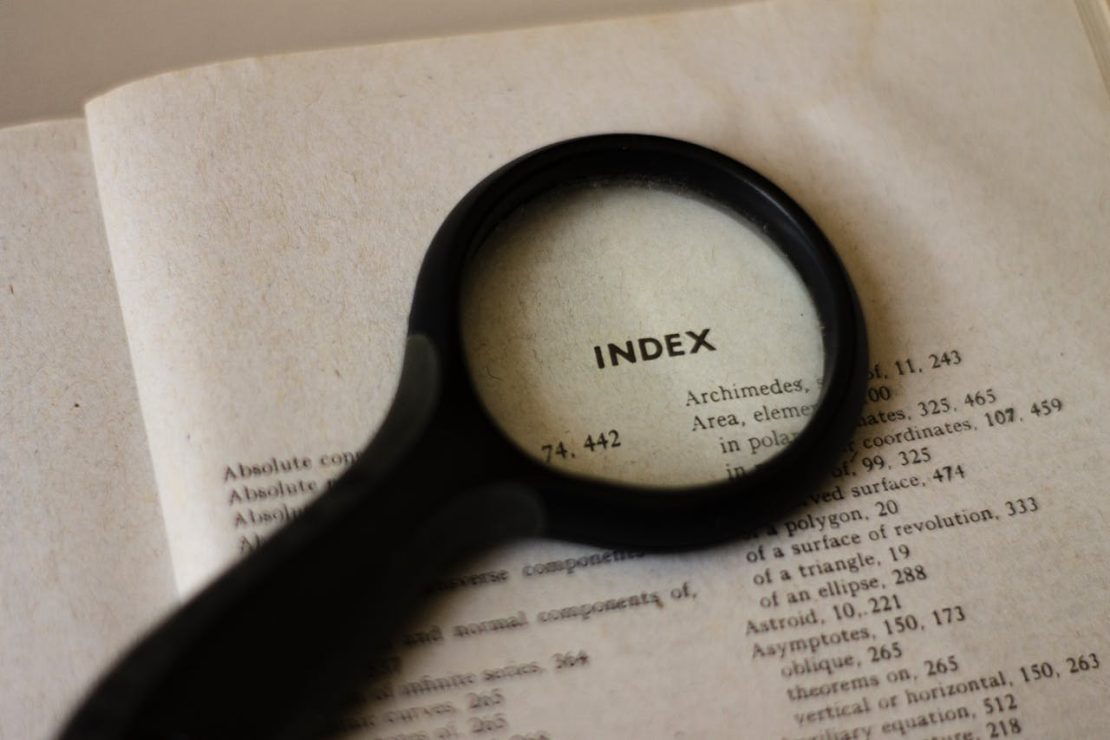illustration of an index page, as it was once found in books