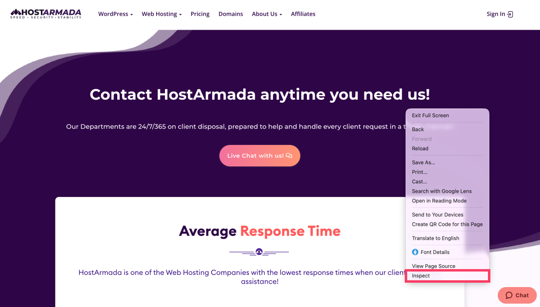 inspect element option