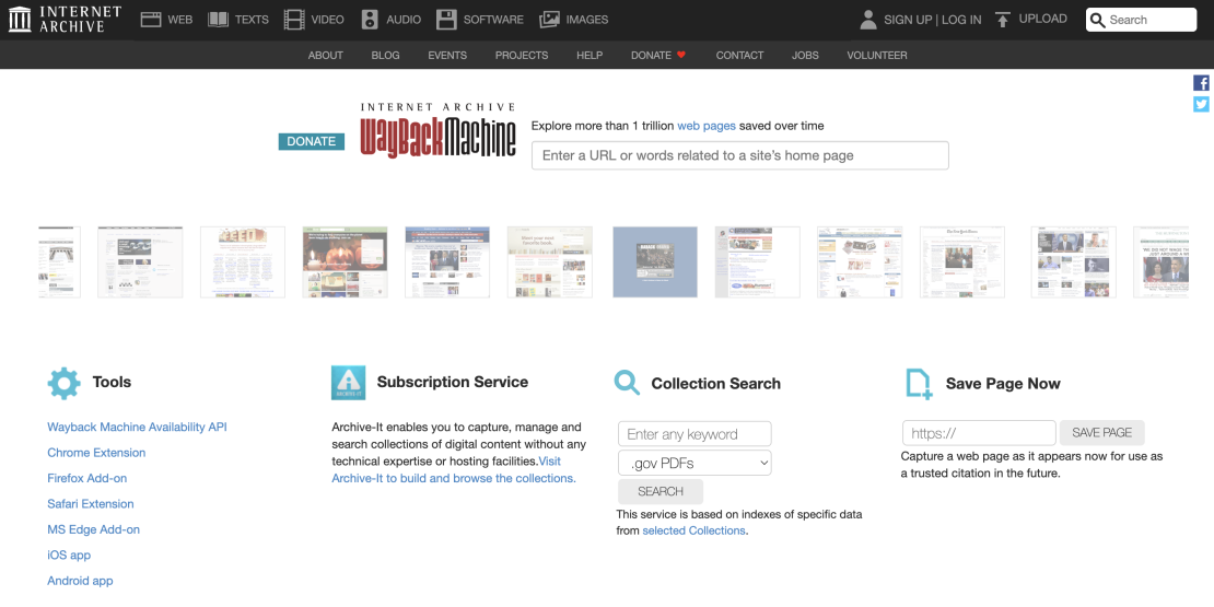 wayback machine
homepage