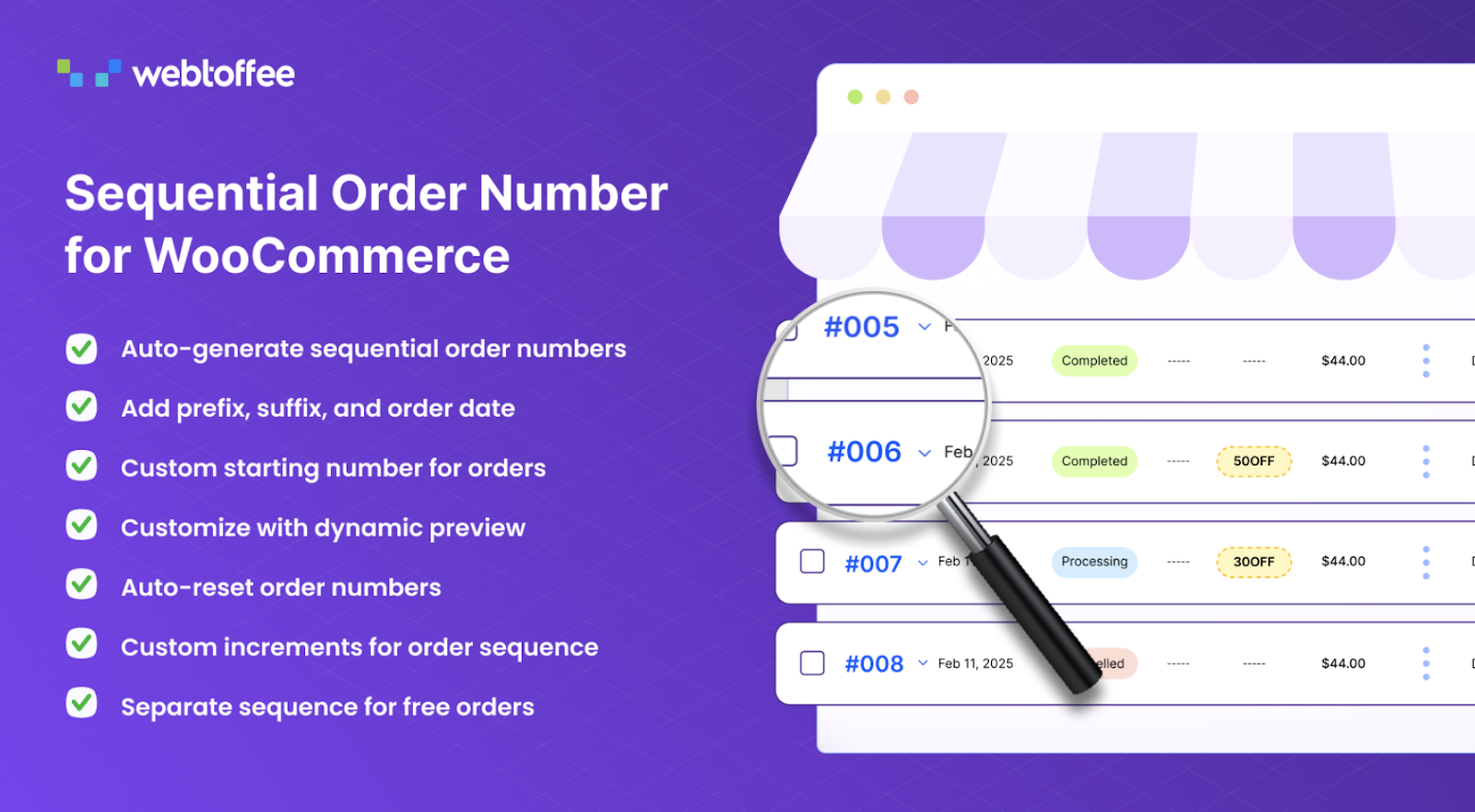 Sequential Order Numbers for WooCommerce