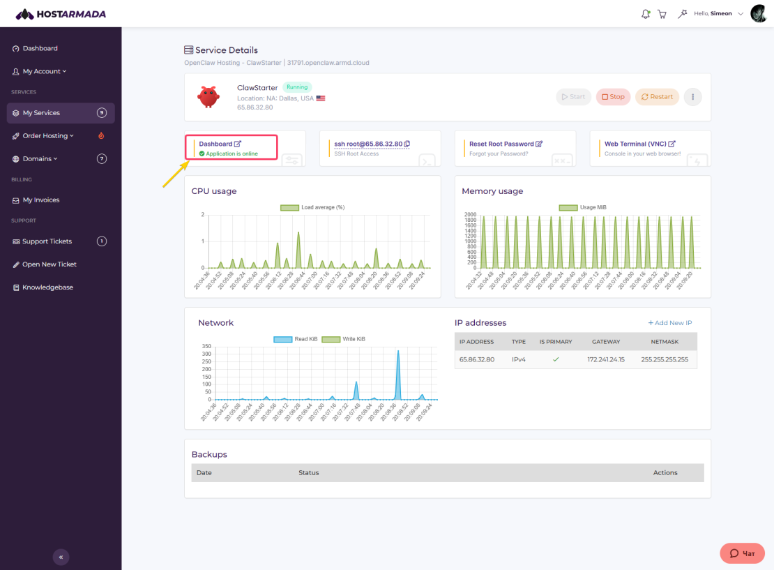 OpenClaw Dashboard access link