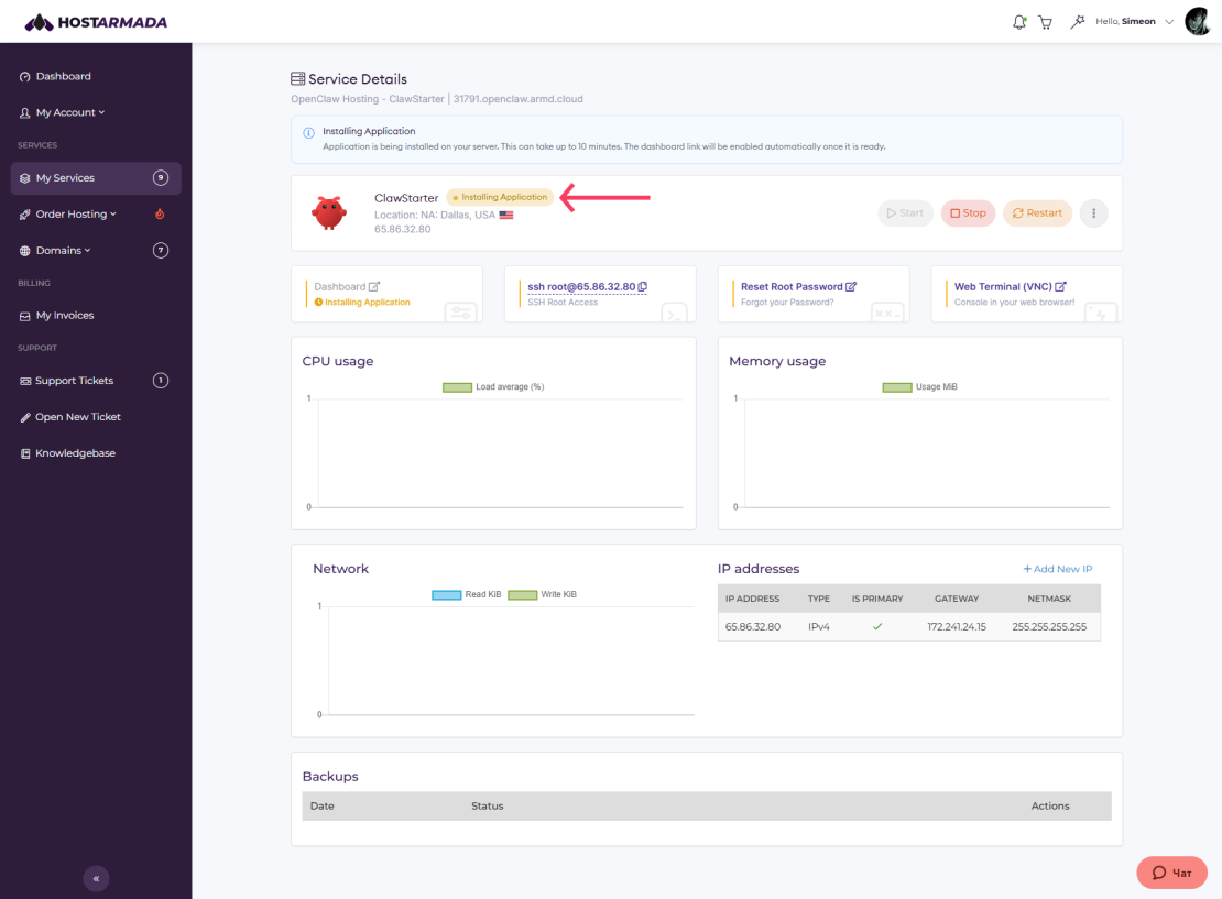 status updates and setup progress screen of openclaw onboarding