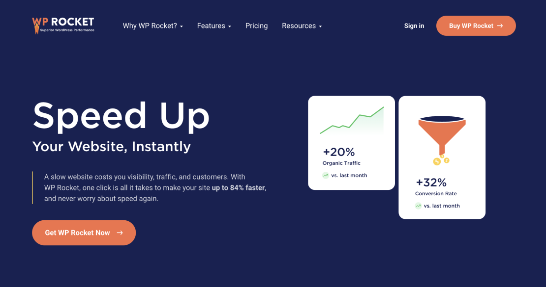 wp rocket homepage