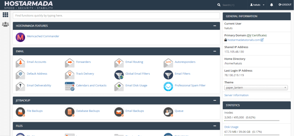 HostArmada cPanel