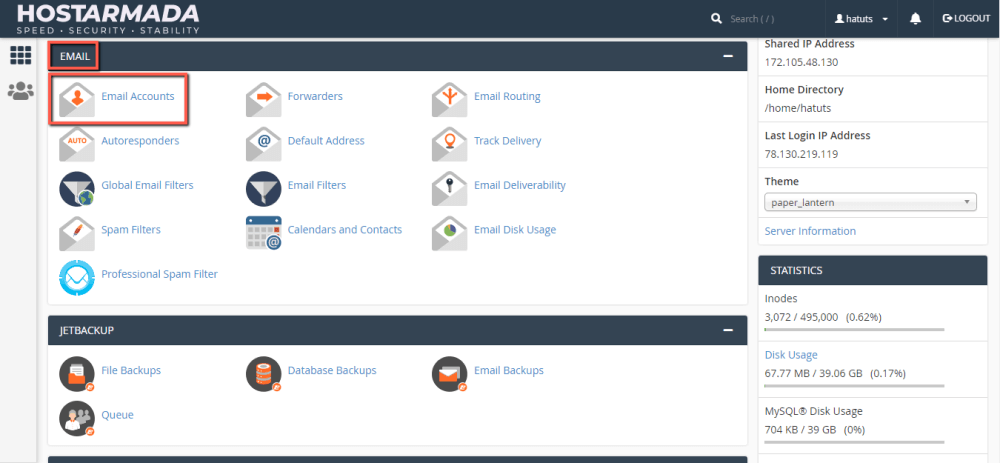 Access Email accounts in cPanel