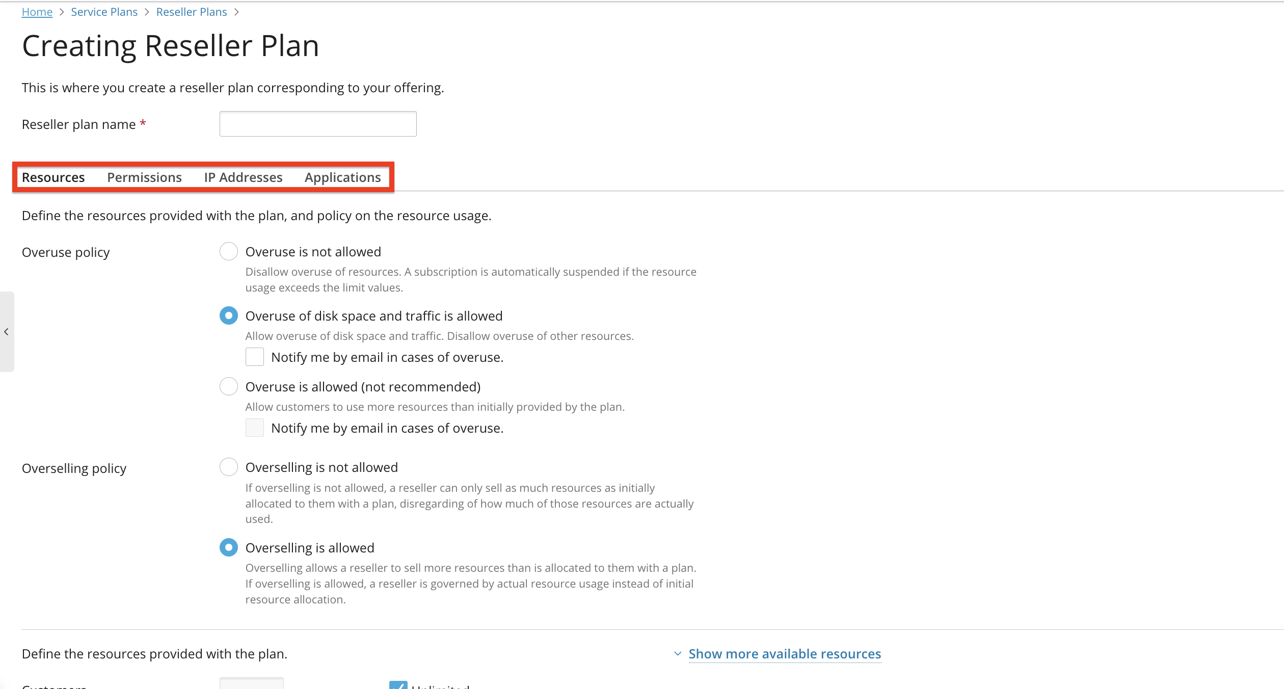 reseller-plan-options