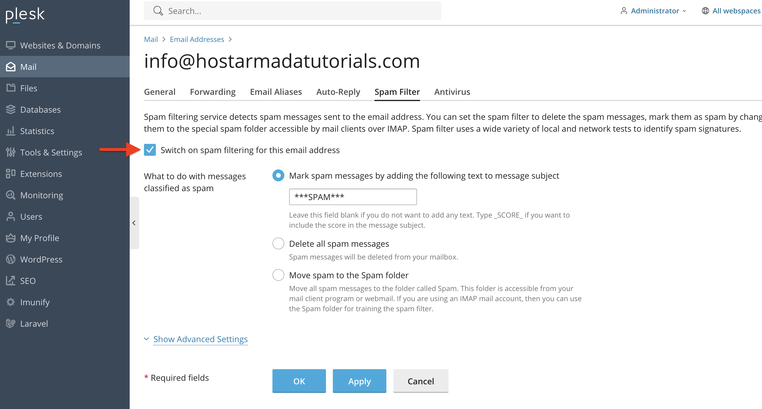 switch-on-spam-filtering