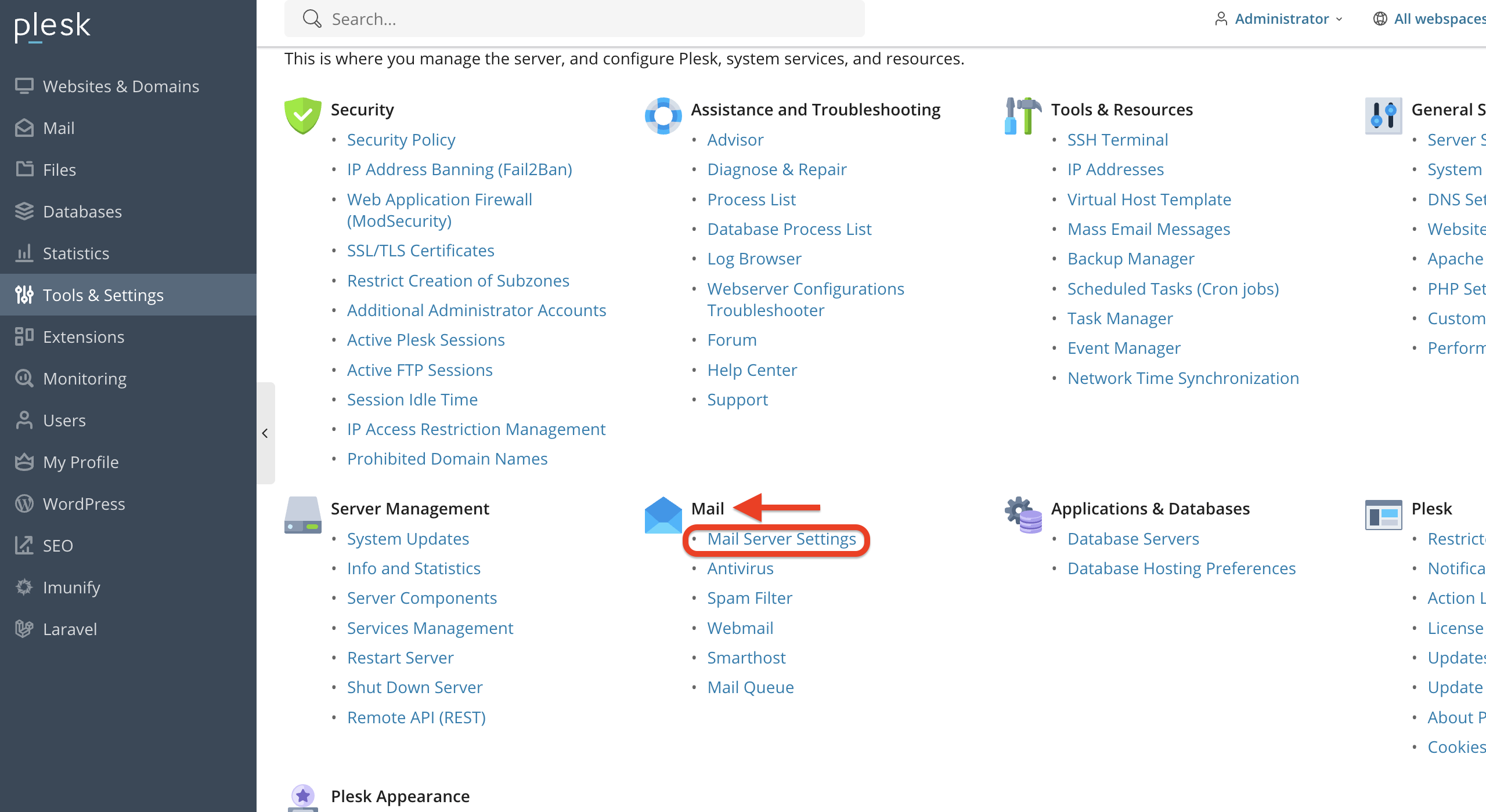 mail-server-settings