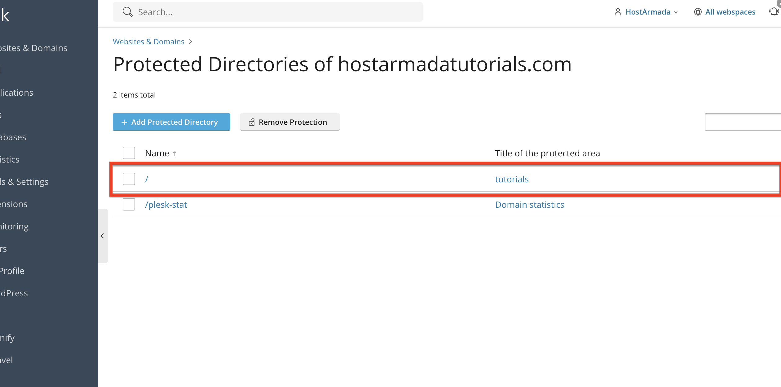 show-directory-protection