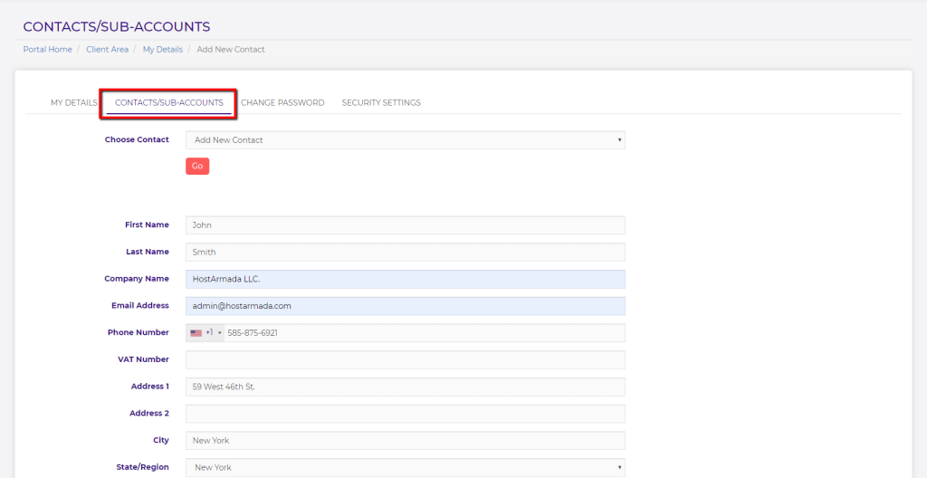 Adding new Sub-account