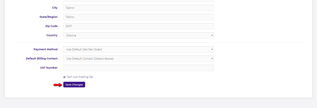 Editing Payment Details