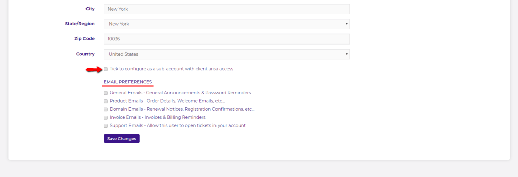 Selecting Email Preferences 