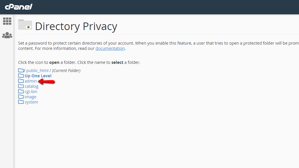 Directory Privacy - selecting directory