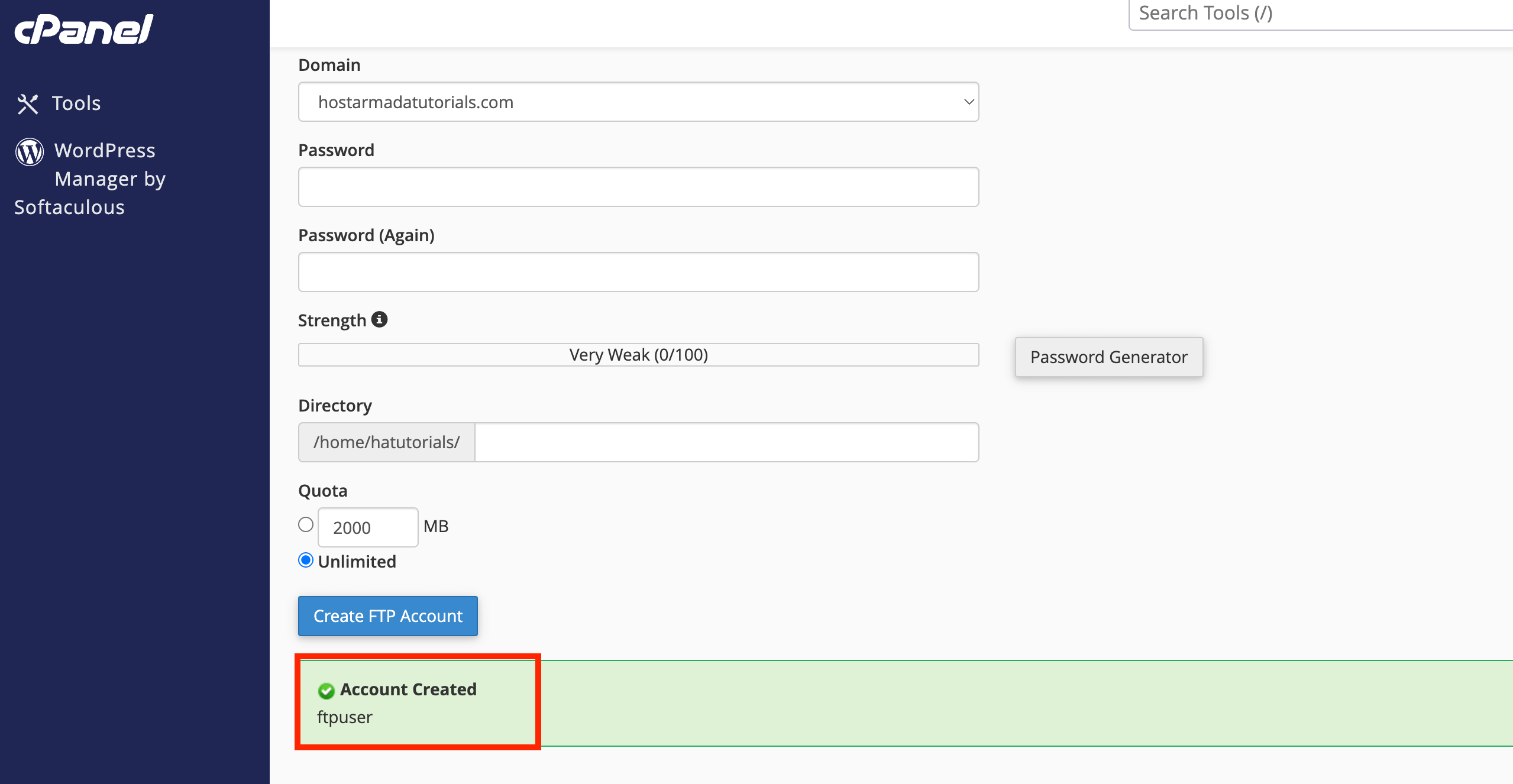 successfully-created-ftp-account