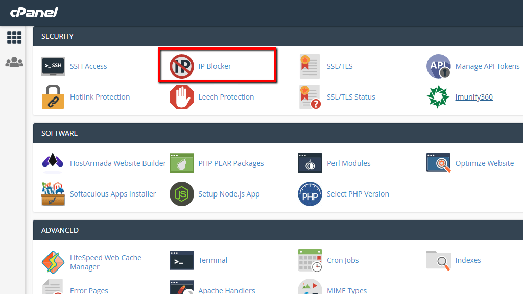 Accessing the IP blocker feature