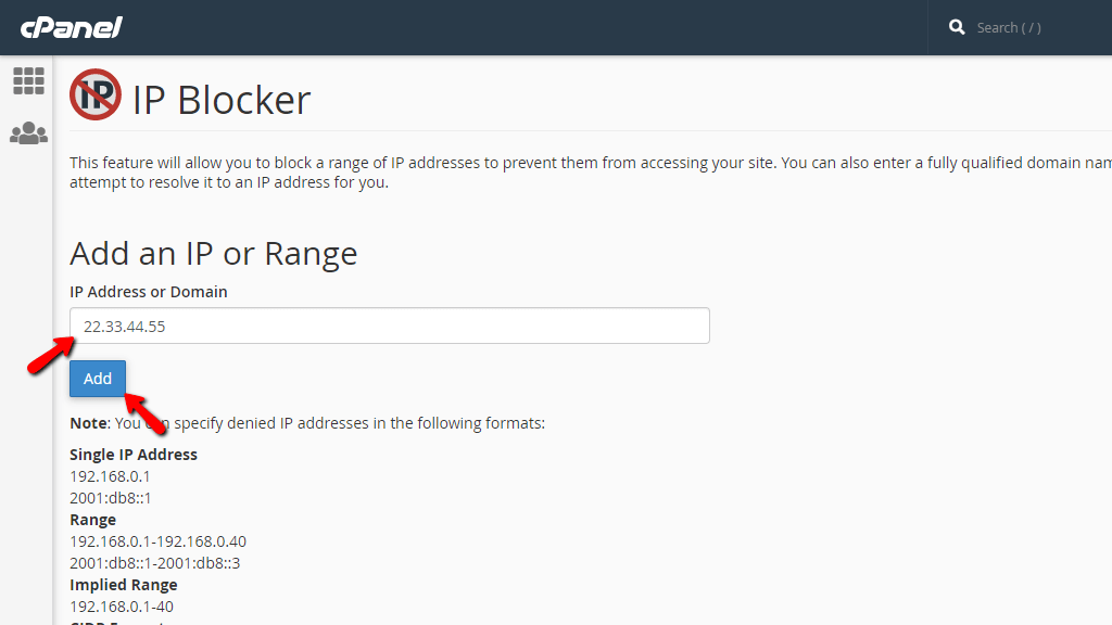 Blocking a new IP address