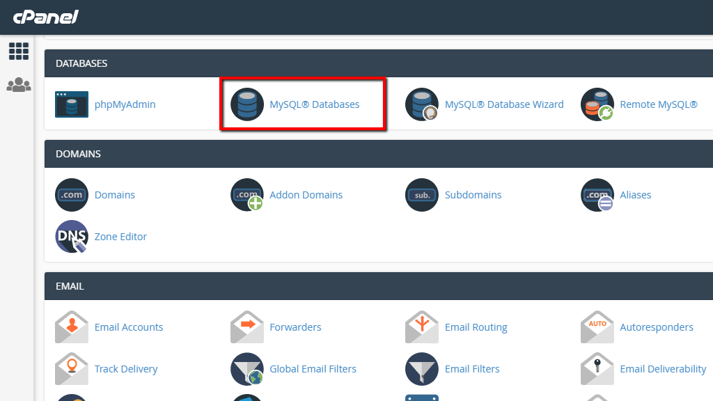 Accessing the MySQL Feature of cPanel