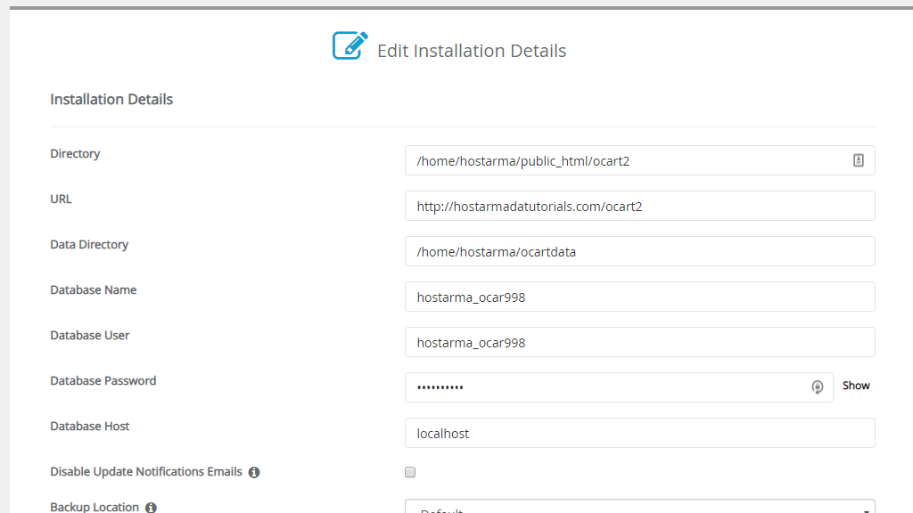 Edit installation details for an application