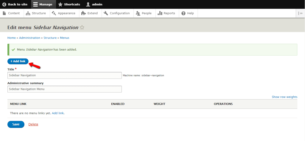 Adding Links to Menu