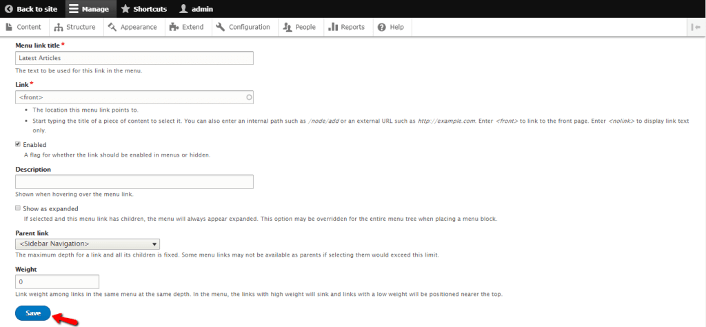 Adding Parent Link