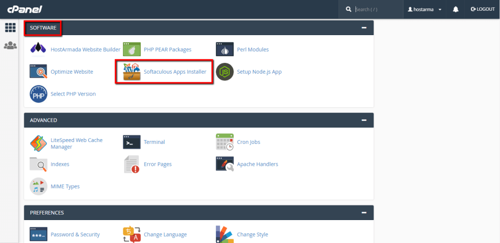 Accessing Softaculous Auto Installer