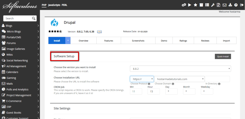 Software Setup section