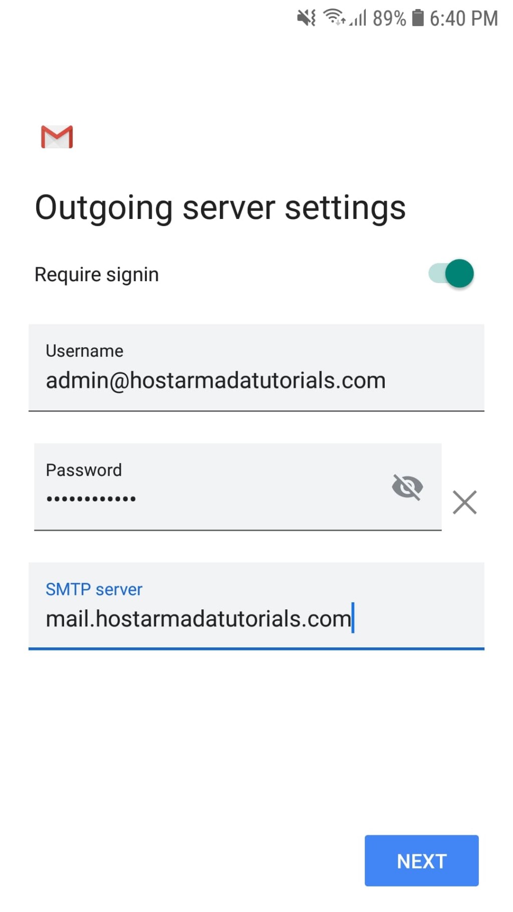 Configuring Outgoing server settings