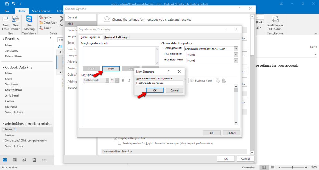 Creating new signature