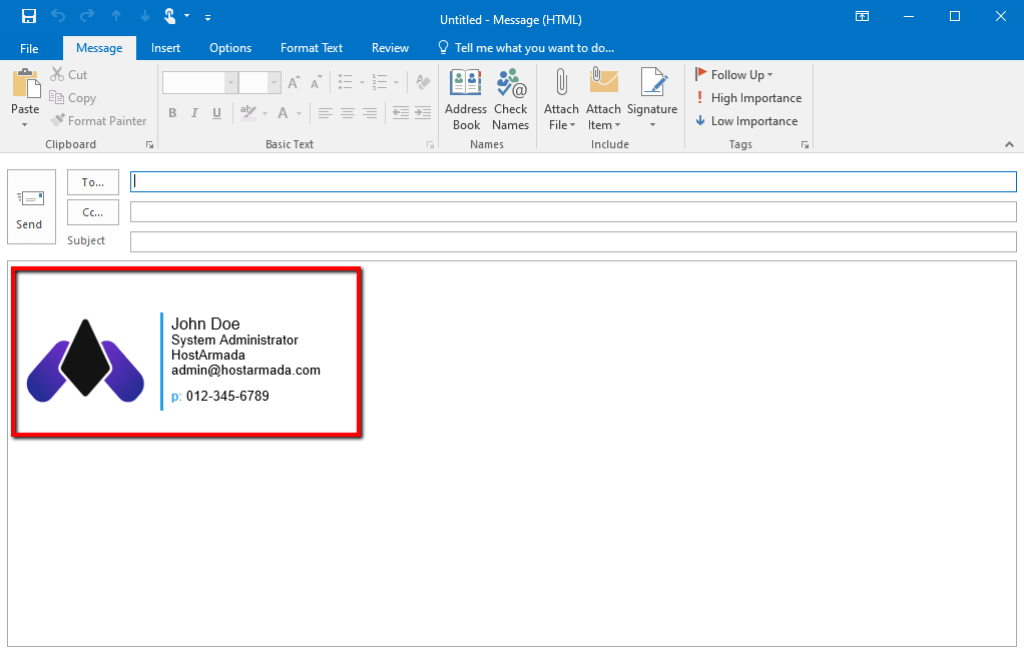 HTML signature example