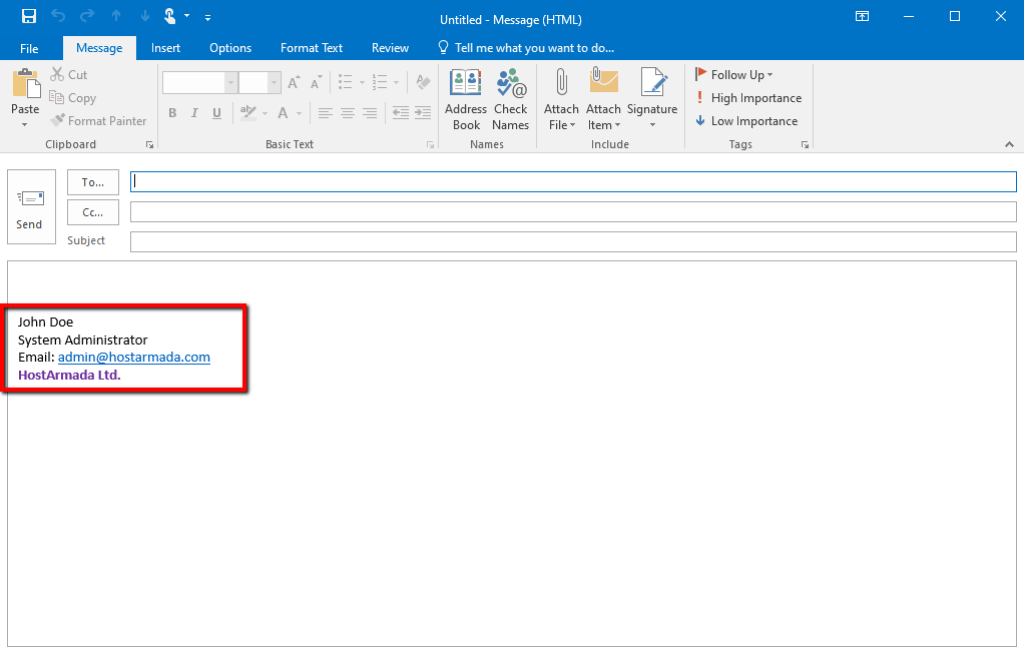 Text Signature example