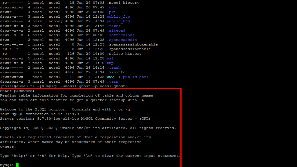 Ghost MySQL Console SSH