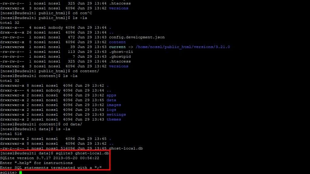 Ghost SQLite Console