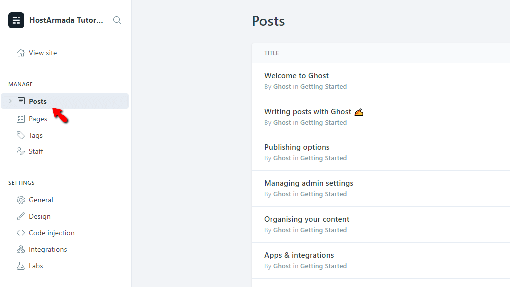 Access Posts section