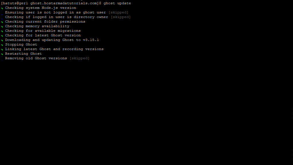 Ghost updated output