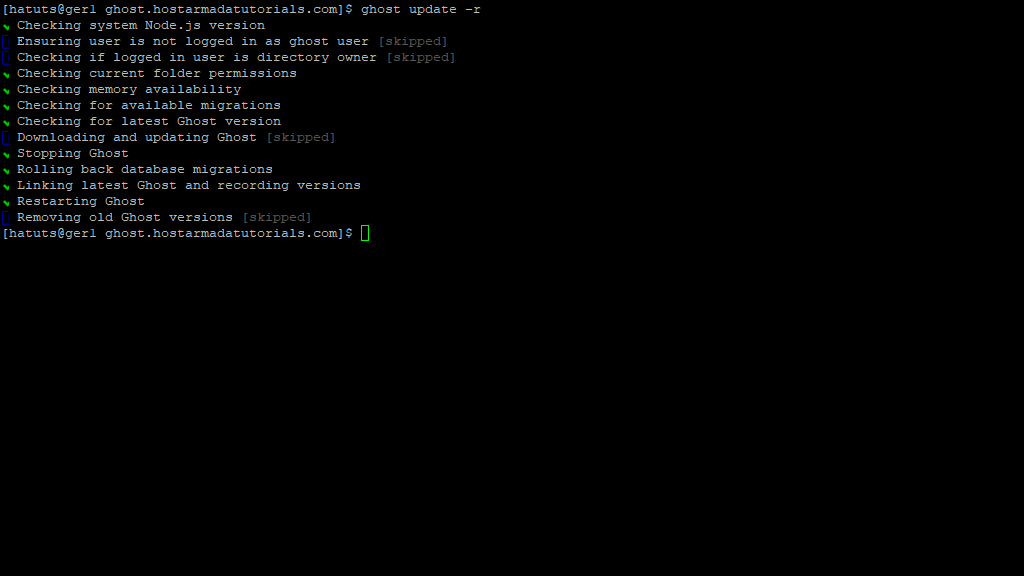 Roll back Ghost Update