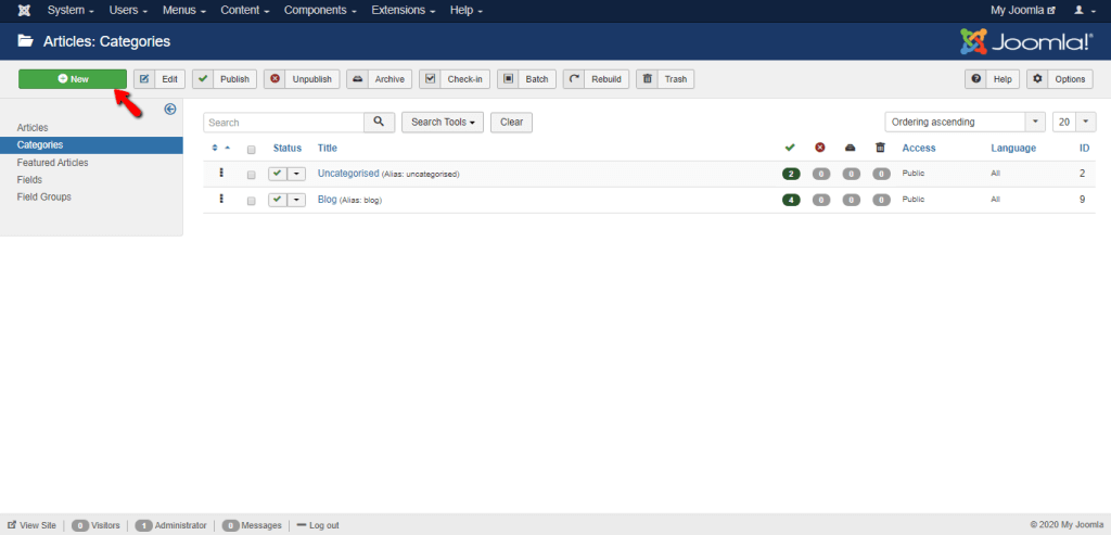 Adding New Joomla Category