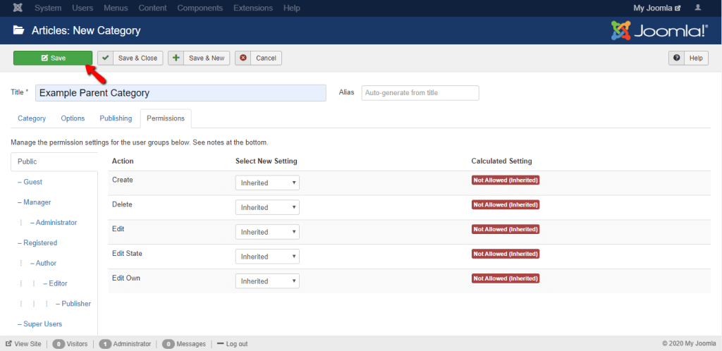 Configuring Permissions settings