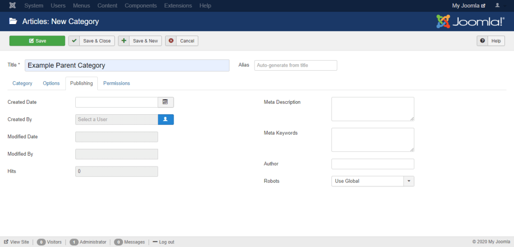 Configuring Category publishing settings