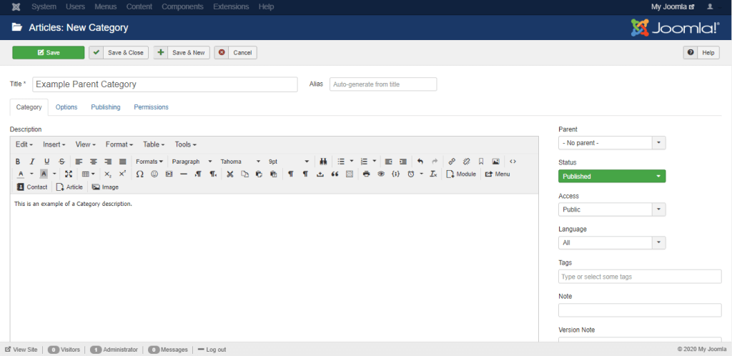 New Category page overview