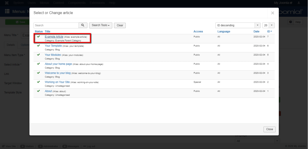 Selecting the Article
